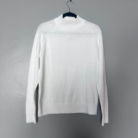 Jeanne Pierre Women’s White Mock Neck Sweater Pullover Long Sleeve Size Large L - Picture 1 of 6